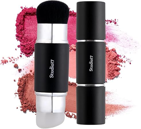 Studio17 デュアルシリコンブラッシュブラシ | 輪郭を描くためのシリコンチップ付きメイクアップブラシ