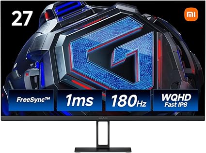 Xiaomi ゲーミングモニター G27Qi 27インチディスプレイ WQHD Fast IPS LCD 180Hz 1msGTG高速応答 FreeSyncティアリング防止 DCI-P3 95% sRGB 100% HDR 低ブルーライト 2560 × 1440 チルト調整 VESAマウント対応 DP1.4 ×2、HDMI2.0 ×2 オーディオポート×1 DC入力電源ポート×1