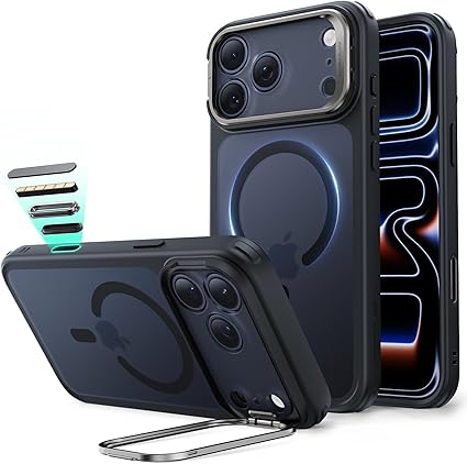 【デザイン受賞シリーズ!】ESR iPhone 17 Pro ケース 3倍米軍MIL規格 2層構造カメラ保護 落下保護 耐黄変 耐衝撃 MagSafe対応 25Wの高速充電に対応 隠れスタンド マグネット搭載 いphone17Pro ケース カメラコントロールカバー 傷防止背面 Classicシリーズ iPhone17Pro用 ブラック