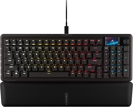 CORSAIR VANGUARD 96 PRO 有線ゲーミングキーボード 96% 配列 Hall Effect メカニカル – MLX Hyperdrive リニアスイッチ, LCDスクリーン, Flashtap SOCD, 8000Hz, Elgato Stream Deck 連携 – 英語配列 QWERTY – ブラックCH-91E911G-NA