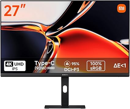 Xiaomi 4Kモニター A27Ui 3840x2160 UHD画質 MAX90W USB-Cリバースチャージ IPSハードスクリーン 178°HD広視野角 高い色精度の∆E<1 95% DCI-P3 sRGBカバー率100% VA非光沢 カラーマッチング 低ブルーライト認証 多機能スタンド VESAマウント対応 作業 仕事 エンターテイメント
