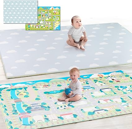 BabyGoo ベビーマット (クラウド(雲柄)+ロードマップ)