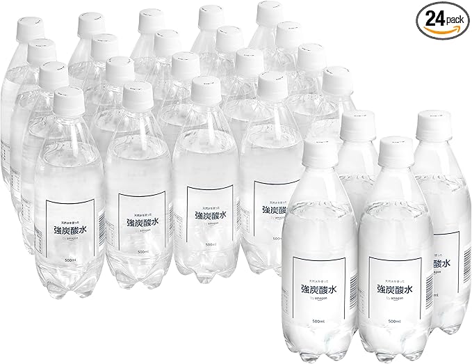 by Amazon スパークリング強炭酸水 プレーン 500ml×24本 (Happy Belly)