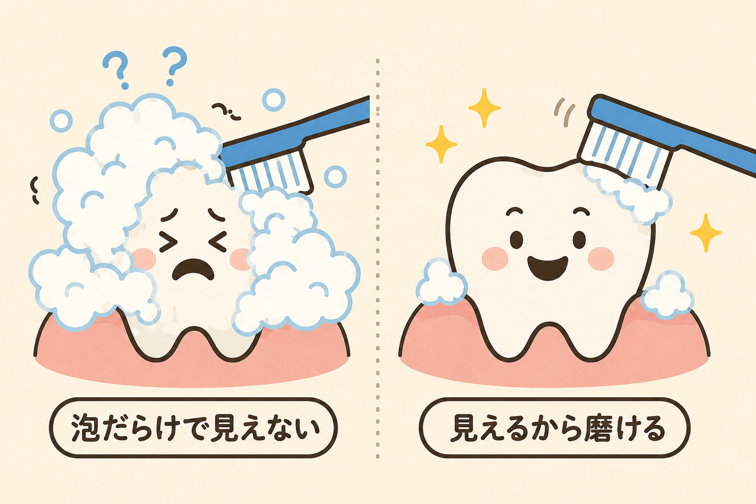 低発泡だと、磨いている場所が見えるから磨ける